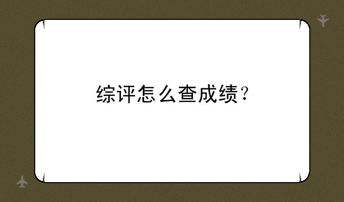 综评怎么查成绩？