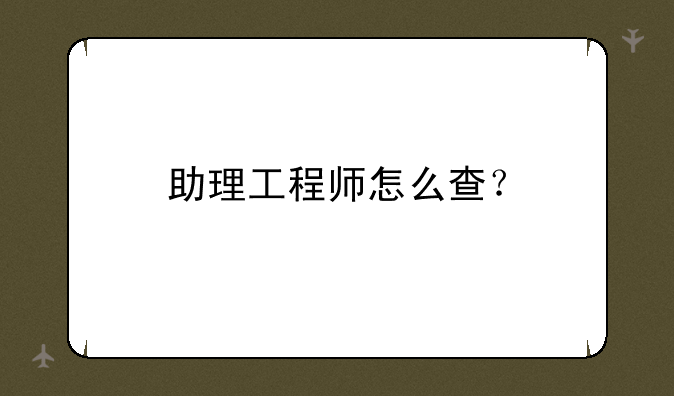 助理工程师怎么查？