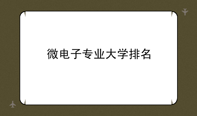 微电子专业大学排名