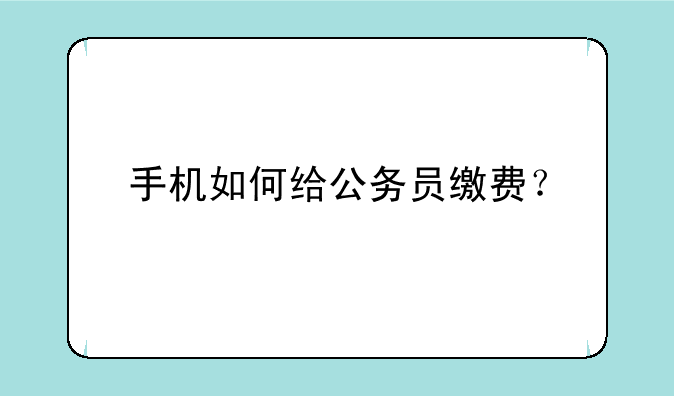 手机如何给公务员缴费？