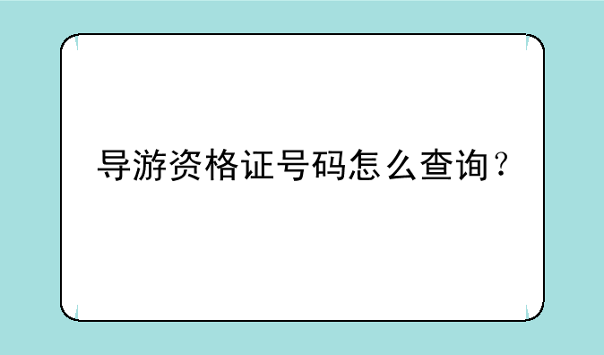 导游资格证号码怎么查询？