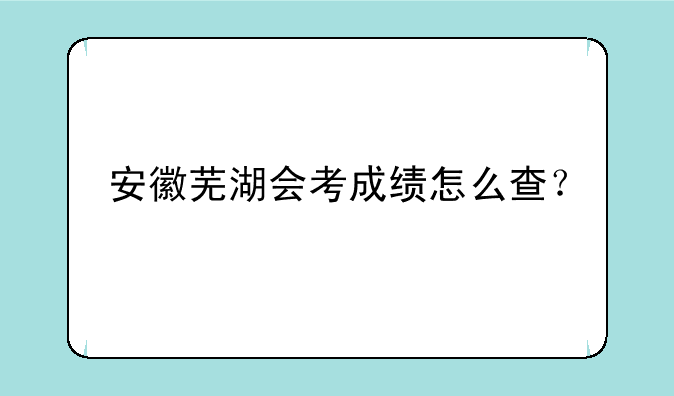安徽芜湖会考成绩怎么查？