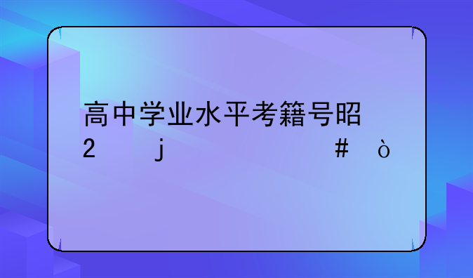 高中学业水平考籍号是指的什么？