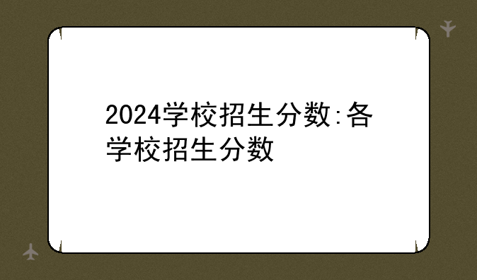 2024学校招生分数:各学校招生分数