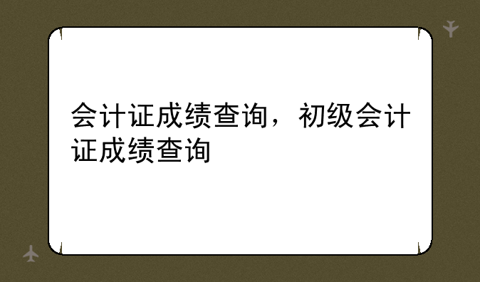 会计证成绩查询，初级会计证成绩查询